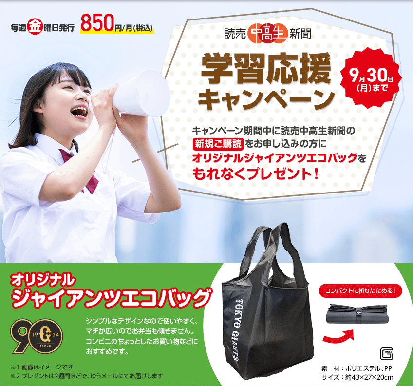 読売ジャイアンツエコバッグ 2個セット すぼまり